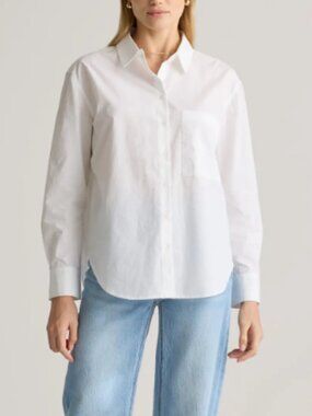 Quince 100% Organic Cotton Poplin Long Sleeve Boyfriend Shirt White S NWT